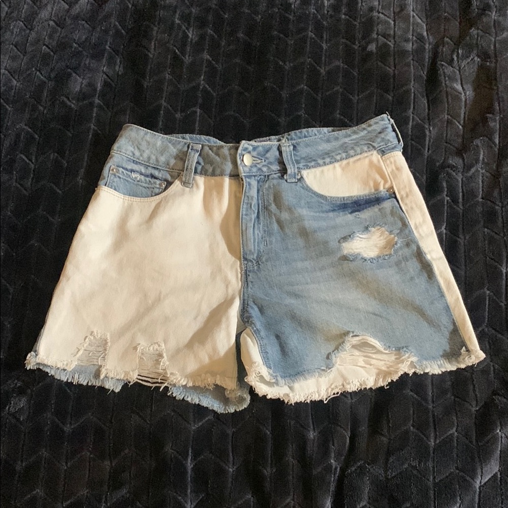 Two-Tone Denim Shorts